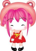 ragazza cartone animato clipart vettoriali carino kawaii