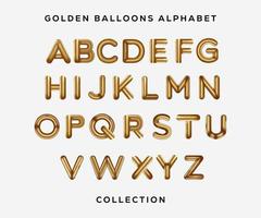 collezione di alfabeto di palloncini dorati. lettere realistiche di palloncini dorati. disegno vettoriale. design isolato vettore
