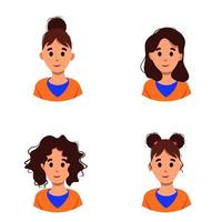 avatar di donna con diversi stili di capelli. vettore