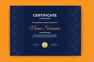 modello di certificato di sfondo blu scuro in stile elegante vettore