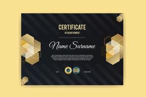 elegante certificato di diploma stile dorato su sfondo nero modello creativo vettore