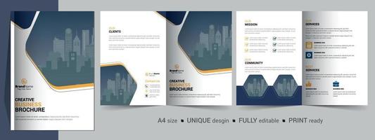 design creativo del modello di brochure bifold business moderno aziendale creativo. vettore