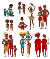 Raccolta piana delle icone dell&#39;abbigliamento della gente africana vettore