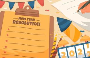 semplici note con scrittura a mano risoluzione del nuovo anno vettore