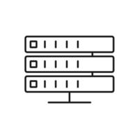 icona linea piatta di hosting software, illustrazione vettoriale
