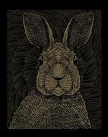illustrazione coniglio vintage con stile incisione vettore