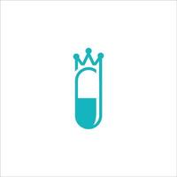 icona di pillole con l'icona del re in alto illustrazione del logo vettoriale
