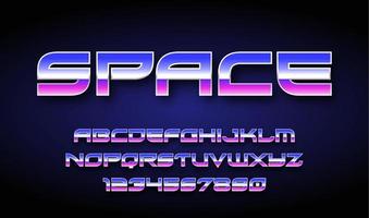 stile di carattere futuristico retrò anni '80. alfabeto vettoriale con modello effetto cromato per titolo del gioco, titolo poster, vecchio stile