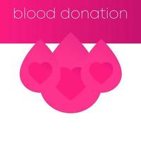 banner vettoriale per donazione di sangue con cuori e gocce