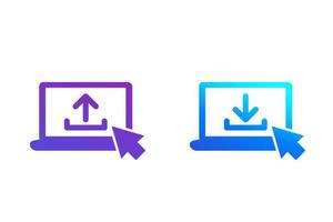 caricare e scaricare icone con il laptop vettore