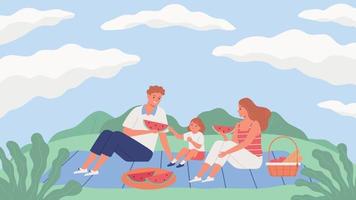 illustrazione di picnic in famiglia vettore