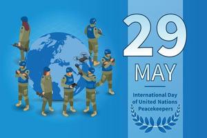 poster della giornata delle forze di pace delle Nazioni Unite vettore