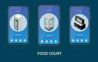 set di smartphone per food court vettore