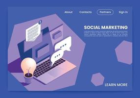 pagina web isometrica di marketing sociale vettore