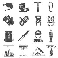 Set di icone nere speleologia vettore