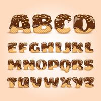 Set di lettere dell&#39;alfabeto di wafer al cioccolato glassato vettore