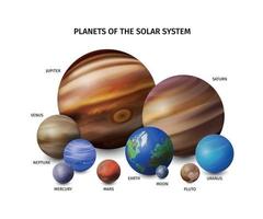 concetto colorato di pianeti spaziali realistici vettore