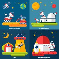 Space Icons 4 Flat Icons Square vettore