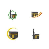 modello di progettazione dell'illustrazione del logo del simbolo della mecca di kaaba vettore
