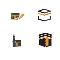 modello di progettazione dell'illustrazione del logo del simbolo della mecca di kaaba vettore