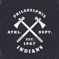 emblema degli indiani di Filadelfia, logo, design di t-shirt, stampa, illustrazione vettoriale