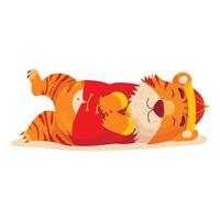 simpatica tigre cinese nel costume nazionale del capodanno giace e dorme. simbolo 2022 vettore