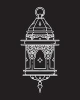 un'illustrazione di lanterna con un ornamento islamico isolato sul nero. disegno in stile lanterna araba per decorare il design a tema islamico come per il ramadan o l'eid. vettore
