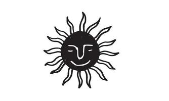 simbolo di stile antico per il tatuaggio. icona vettoriale sacra, mistica, esoterica per xilografia o xilografia. sole isolato su sfondo bianco.