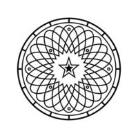 un mandala, un'illustrazione astratta del cerchio relativa alla credenza spirituale o certa. una bella lavorazione dell'antico elemento simbolo per qualsiasi design creativo. vettore