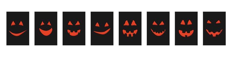 halloween zucca arancione faccia jack-o-lantern su carte vettore