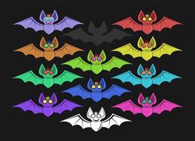 set colorato di simpatici pipistrelli vampiri vettore