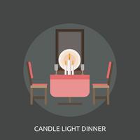 Progettazione concettuale dell&#39;illustrazione della cena leggera della candela vettore