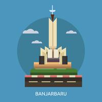 Progettazione concettuale dell&#39;illustrazione della città di Indonesia di Banjarbaru vettore