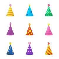 raccolta di illustrazioni colorate di cappelli per feste di compleanno