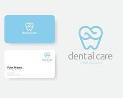 le cliniche di cure dentistiche nell'infinito rappresentano il logo delle forme con il modello di biglietto da visita vettore