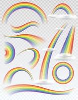 set di arcobaleni trasparenti in diverse forme vettore