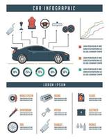 modello di infografica auto con parti di automobili. servizio auto e concetto di riparazione. vettore