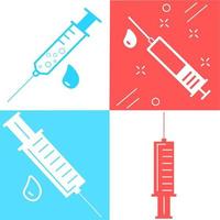 set di siringa medica, ago ipodermico, ago per iniezione concetto di vaccinazione, iniezione. stile piatto alla moda. illustrazione vettoriale. concetto di affari di dose di droga. simbolo del sito web design, logo, app, interfaccia utente. vettore