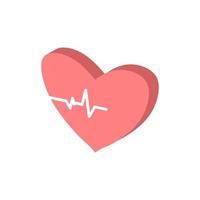 polso isometrico. battito cardiaco solitario, cardiogramma. bella sanità, medico. icona, segno o logo dal design semplice moderno. illustrazione di vettore di stile 3d di ecocardiografia.