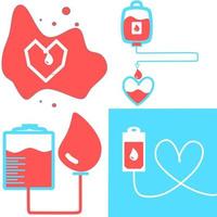 set di una sacca per donazione di sangue con tubo a forma di cuore. formato vettoriale eps10. design del sito web, icona, logo, app, interfaccia utente. illustrazione vettoriale. donatore di sangue mondiale. donare il sangue