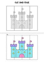 taglia e incolla gioco per bambini. castello magico dei cartoni animati. vettore