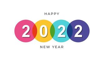 felice anno nuovo 2022 con illustrazione del cerchio multicolore su sfondo isolato vettore