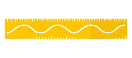 righello rettangolare giallo del fumetto vettoriale con linea ondulata, seno o coseno.
