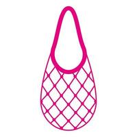 vettore cartone animato vuoto rosa sacchetto di corda della spesa o sacchetto di rete tartaruga per un sano cibo biologico.