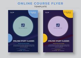 modello di volantino del corso, volantini di classe online, volantino educativo, volantini e poster del corso online vettore