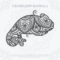 mandala camaleonte. elementi in stile boho. animali disegnati in stile boho. illustrazione vettoriale. vettore