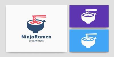 concetto di logo ninja ramen per ristorante vettore