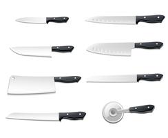 Set di icone di coltelli realistico vettore
