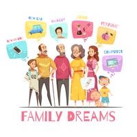 Famiglia che sogna il concetto di design