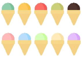 una collezione di gelati a tema pixel vettore